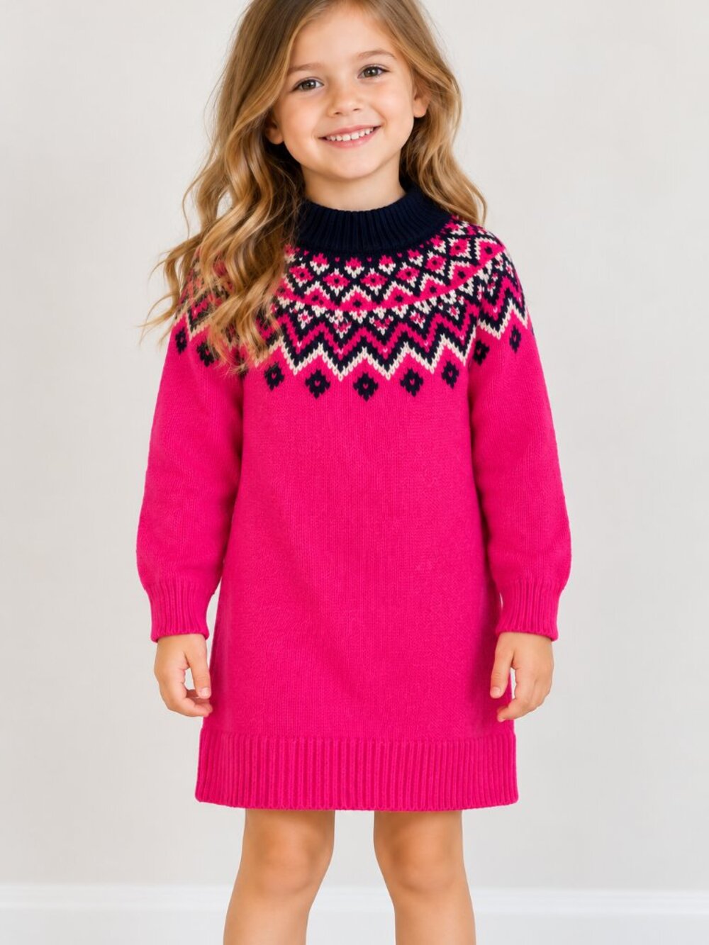 Baby Gap Girls 5 Years Pink Fair Isle Sweater Dress Nordic Holiday